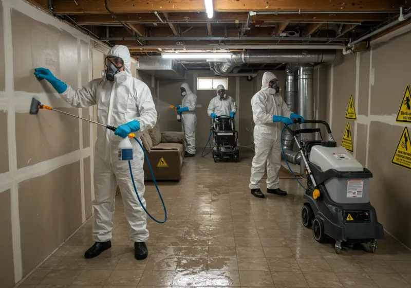 Basement Moisture Removal and Structural Drying process in Green Level, NC